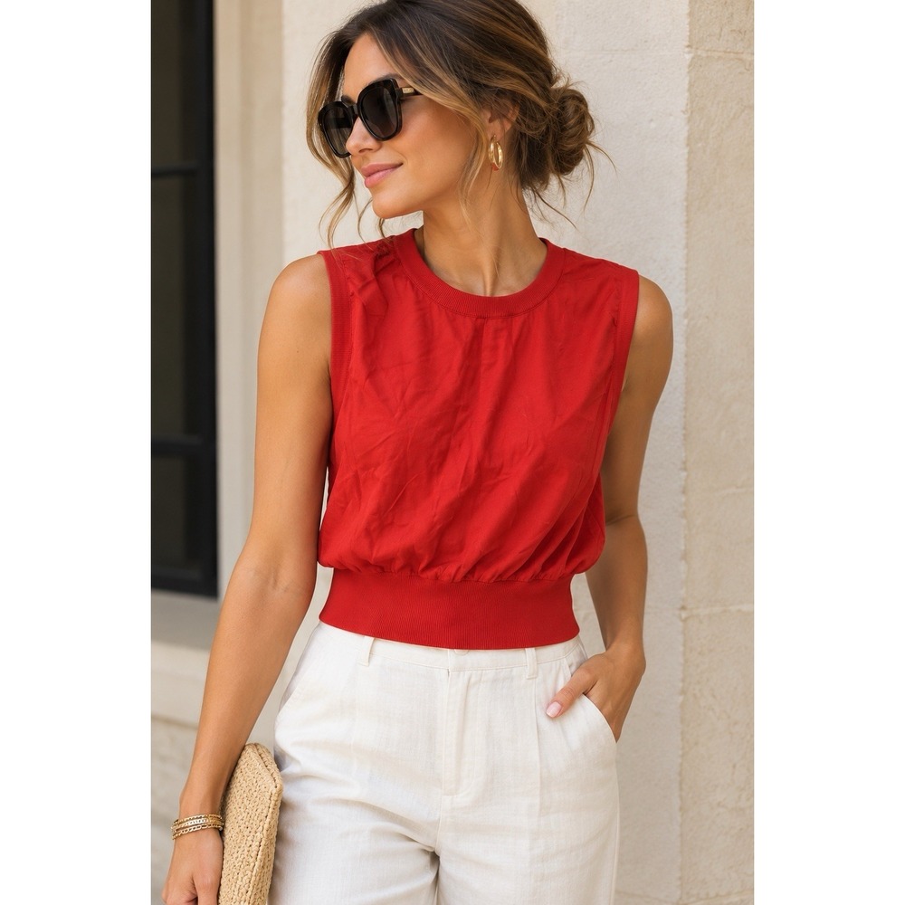 Dolce & Gabbana Red Sleeveless Silk Knit Blouse Top IT 46 Made in Italy T721